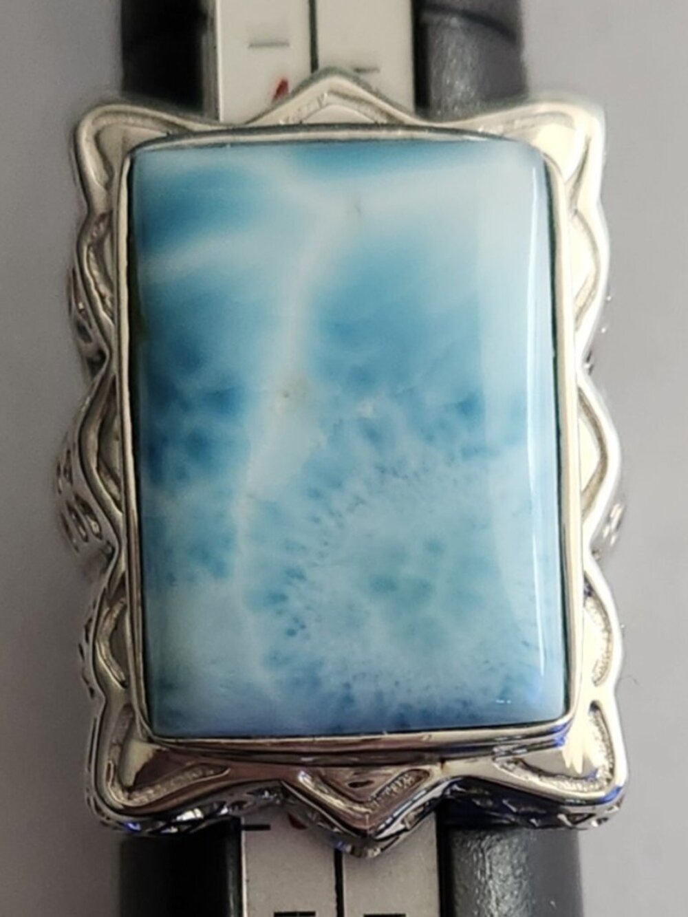 JTV Larimar Rectangular Cabochon & Sterling Silver ring, size 5